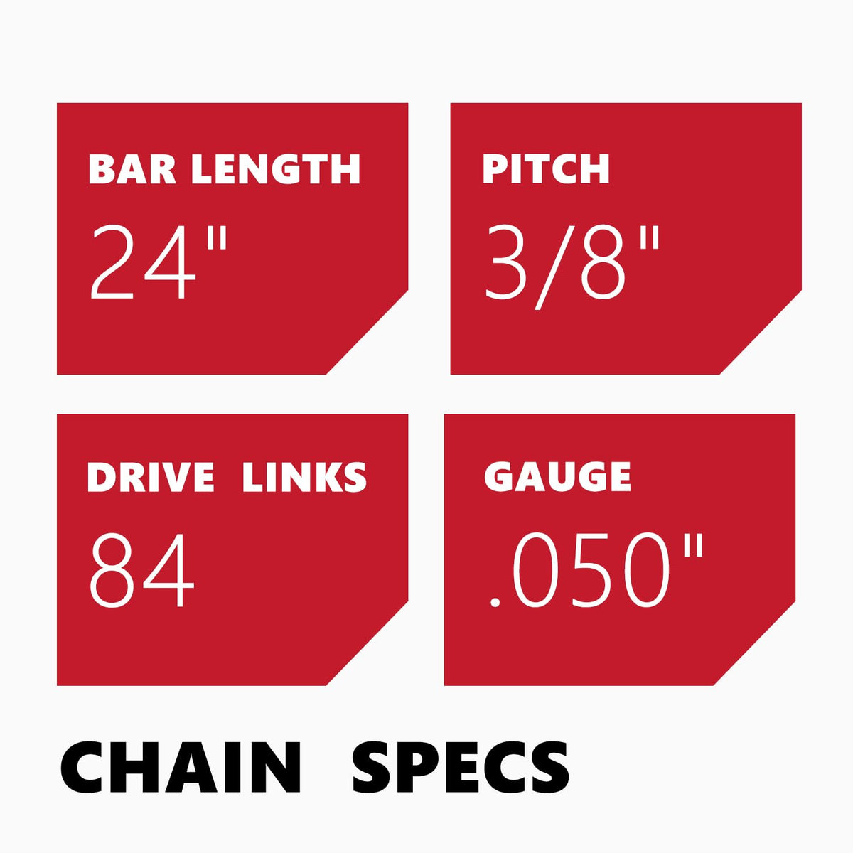 84 drive links provide stable performance on heavy-duty cuts.
