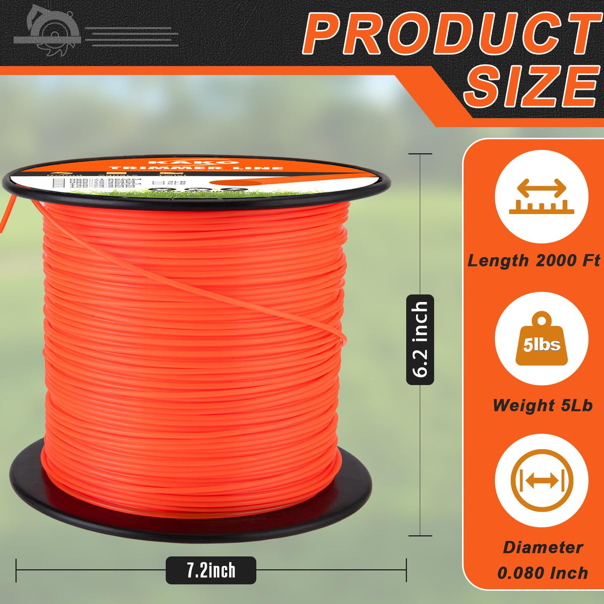 KAKO 080 nylon round line shows durability for demanding yard work.