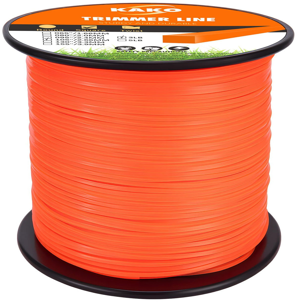 KAKO 105 square trimmer line spool in bright orange for easy loading