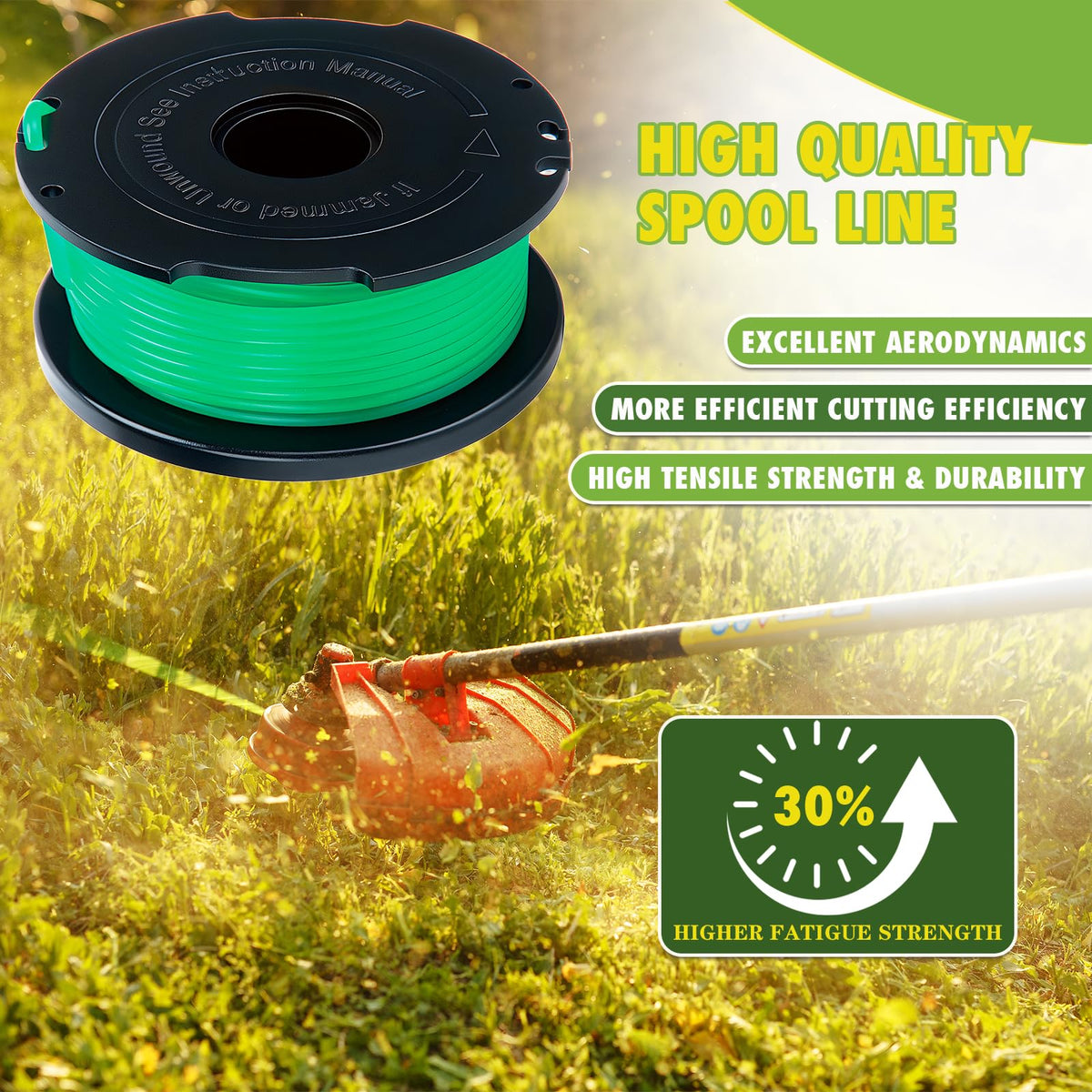 KAKO copolymer nylon spool emphasizes durability and flexibility.