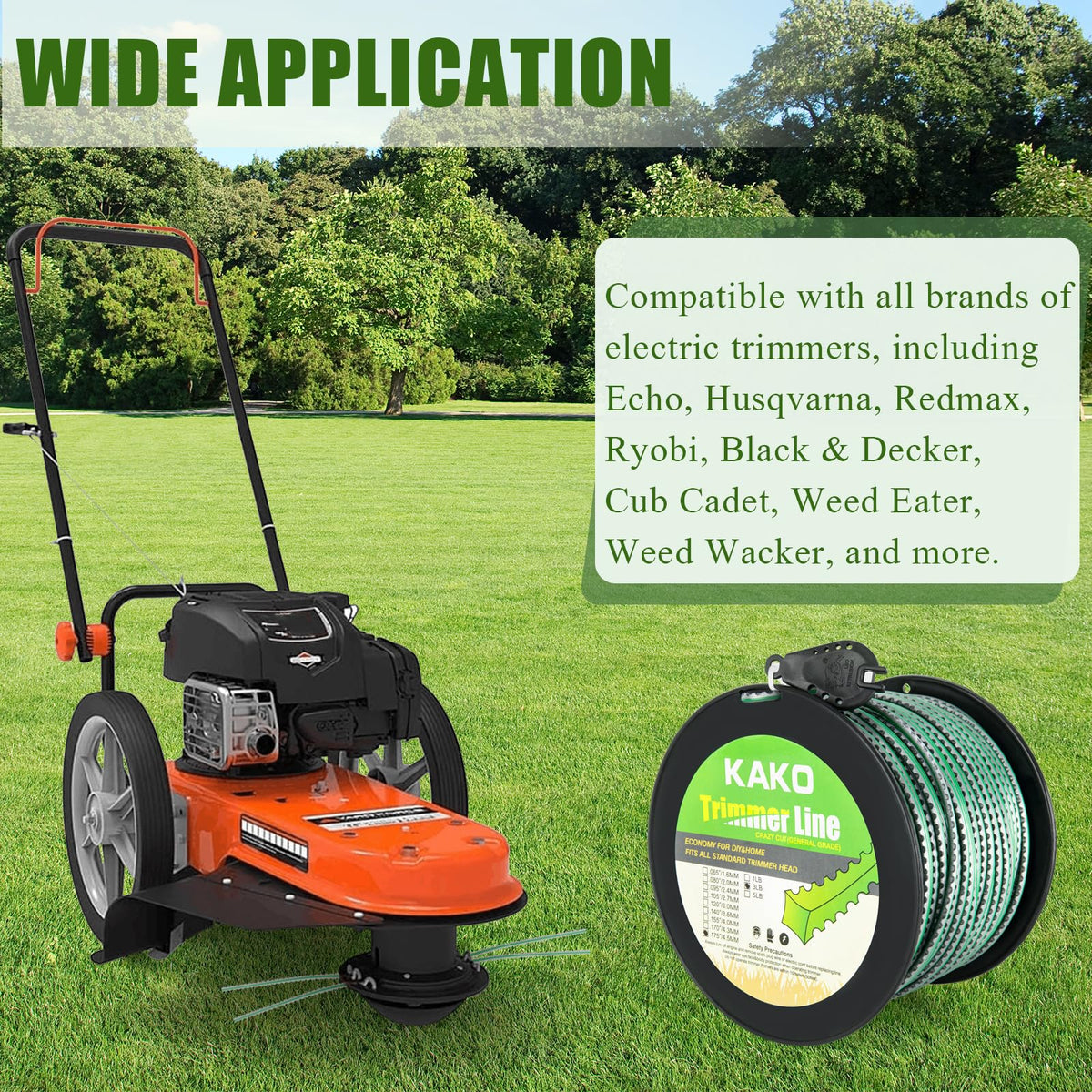 KAKO Sawtooth 175 trimmer line in action cutting through dense growth efficiently