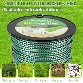 KAKO Sawtooth 175 trimmer line diameter 0.175 inches for robust cutting