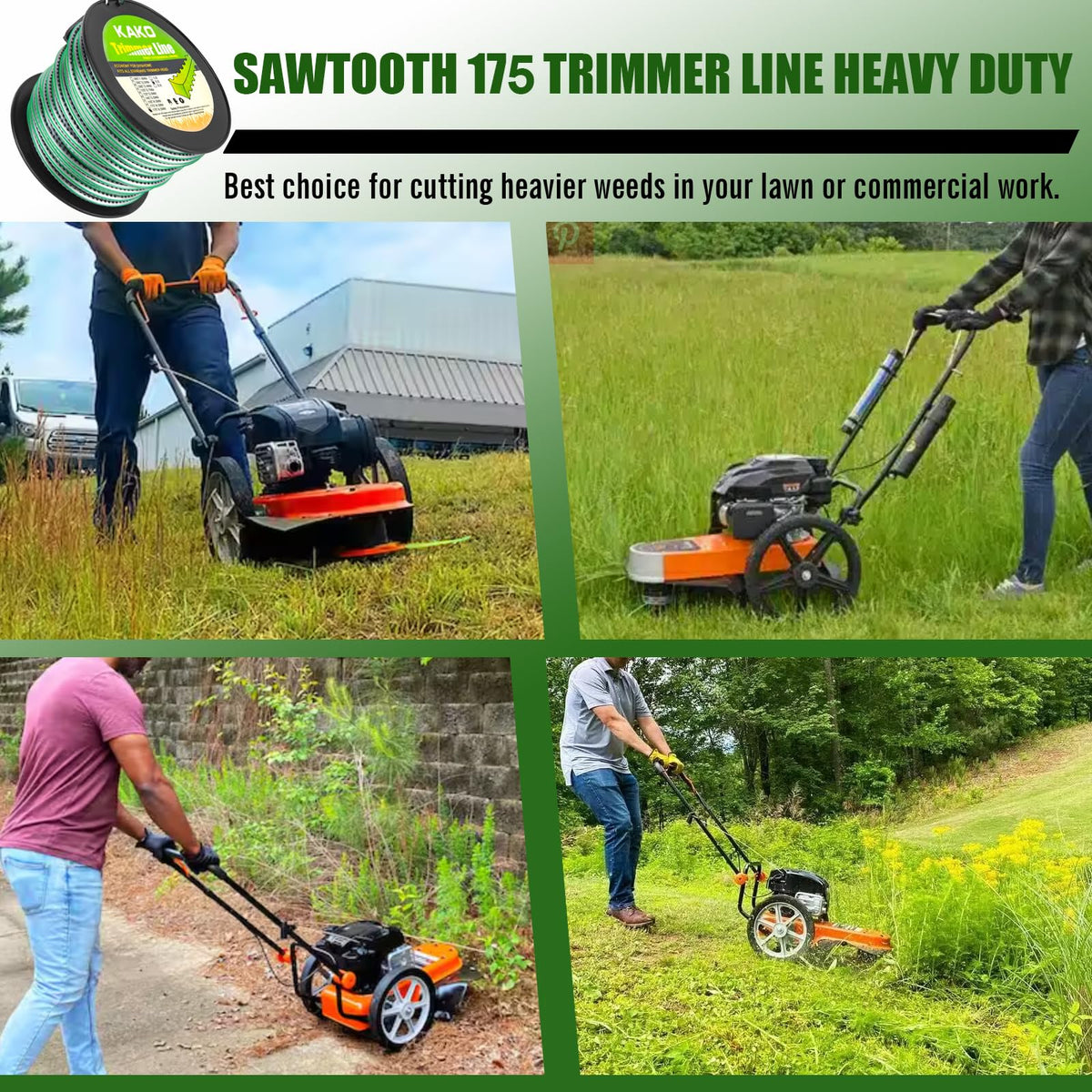 KAKO Sawtooth 175 trimmer line with built-in line cutter for quick maintenance