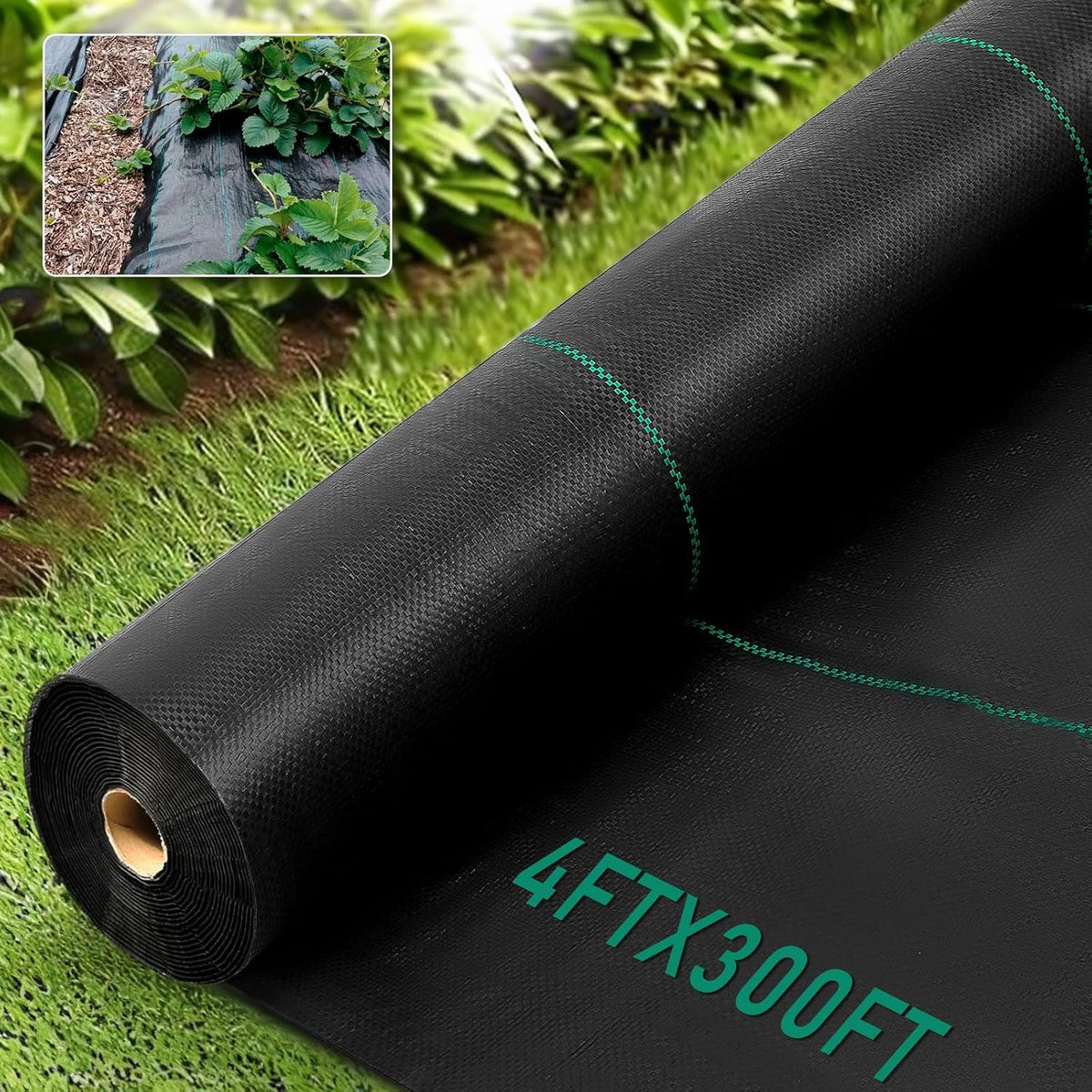 KAKO weed barrier roll 4ft by 300ft ready to suppress weeds across garden beds.