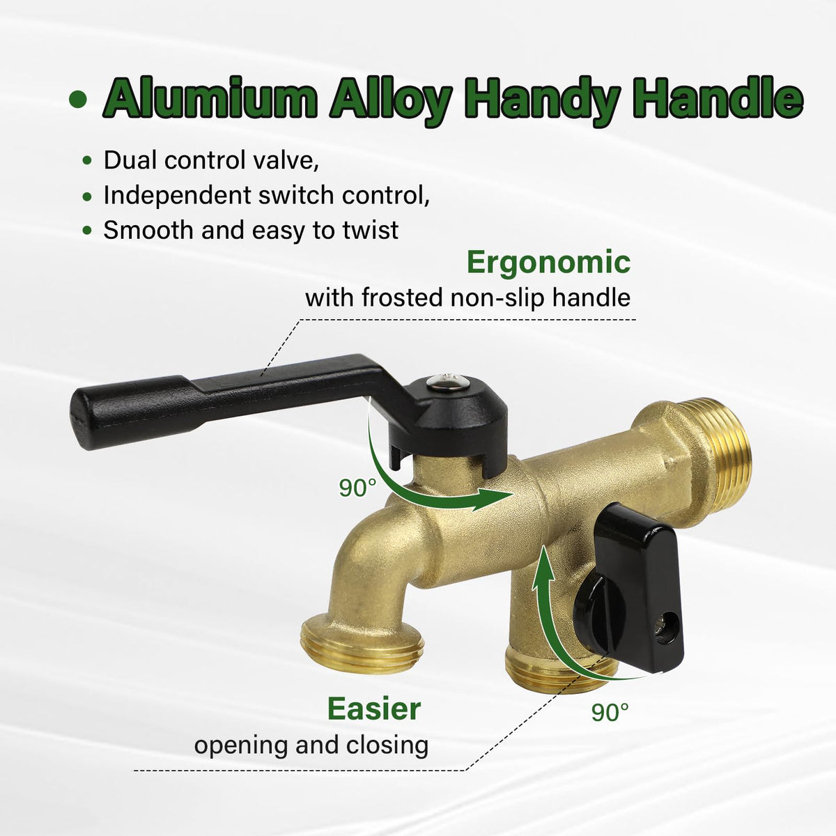 KAKSEY two-outlet garden hose setup supports flexible irrigation.