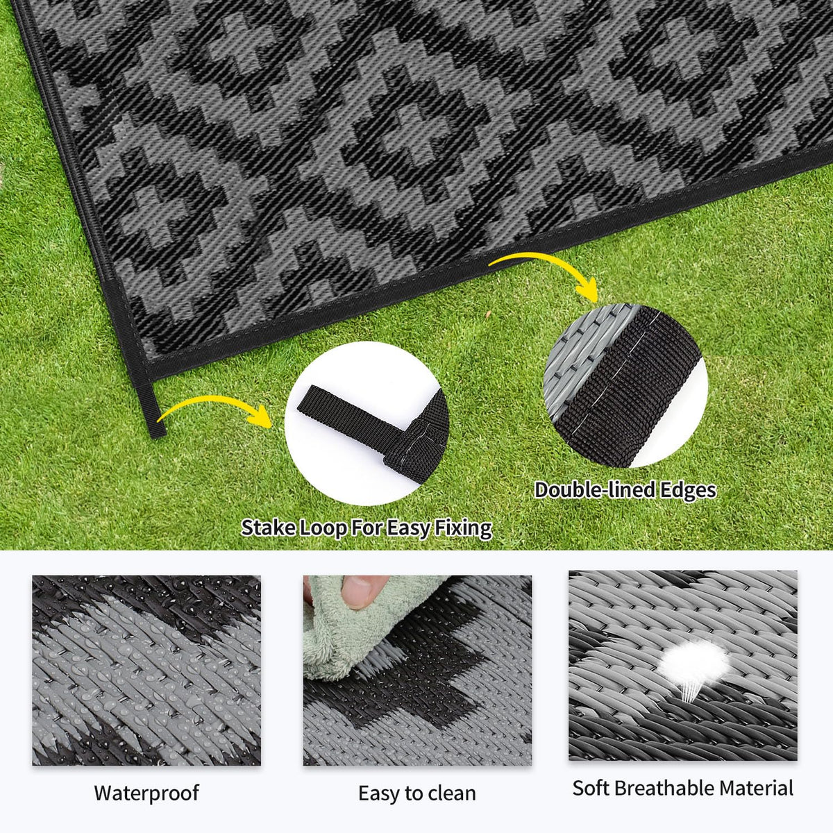 Kalafun barefoot-friendly rug with non-slip backing for safe deck use.