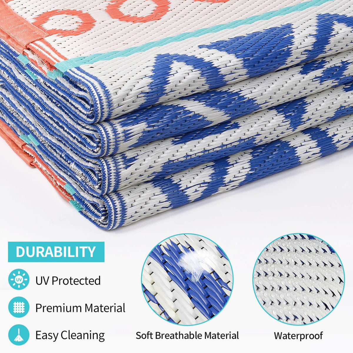 Kalafun beach rug with woven straw texture for soft underfoot.