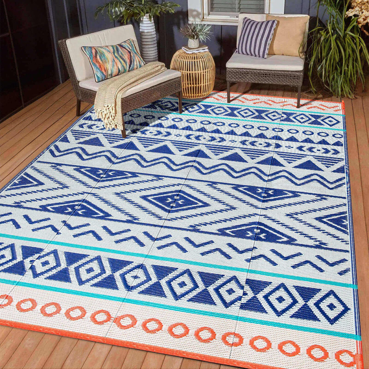 Kalafun outdoor rug 4x6 patio; durable, weatherproof surface.