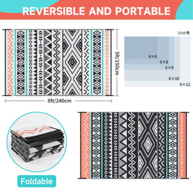 Kalafun 5x8 waterproof rug, folds compactly for camping and travel.