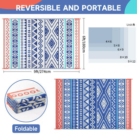 Kalafun plastic straw patio rug for outdoor dining, weather resistant and portable.