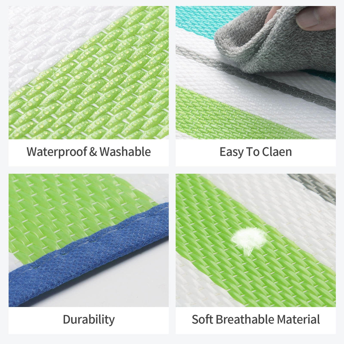 Kalafun rug with UV-deflecting fibers preserving color under sun and weather
