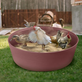Kalekey dust bath fits farm and coop setups for easy poultry grooming.