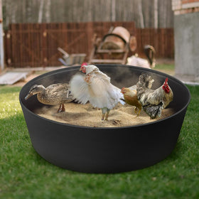 Kalekey dust bath tub easy setup with nails for grass installation.