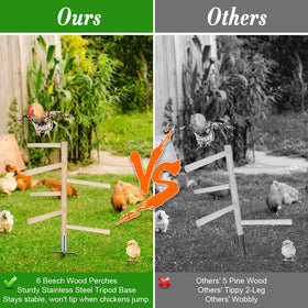 Kalekey wooden poultry perch enhances enrichment and natural perching.
