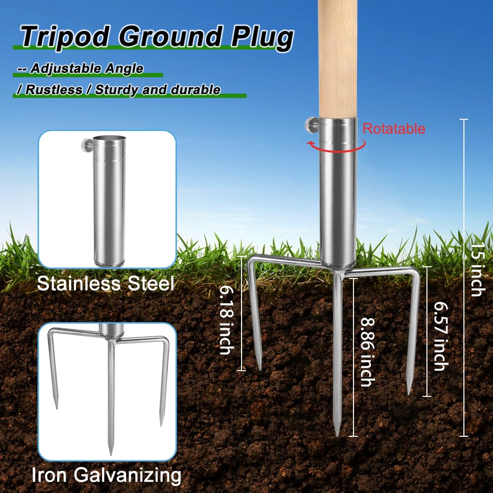 Kalekey tripod ground plug stabilizes the perch for a stable coop setup.