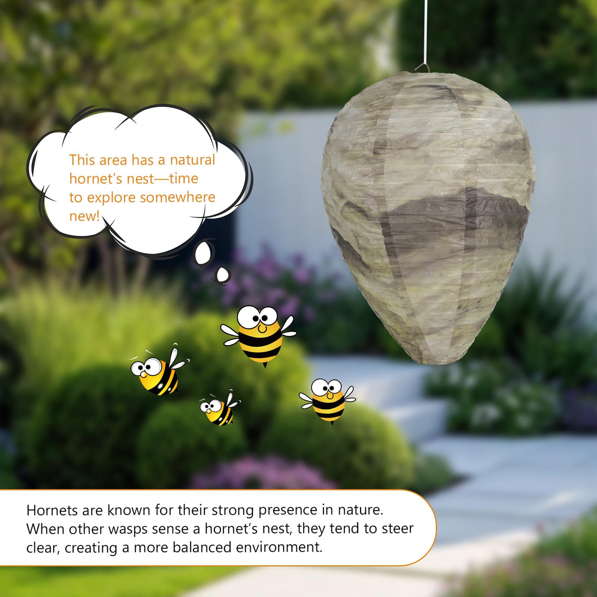 KALKAL Wasp Nest in garden setup deters real pests and adds natural charm.