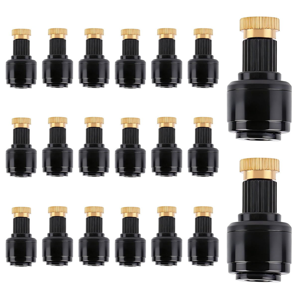 Kalolary 20Pcs copper atomizing nozzle detail shows fine mist for even watering.