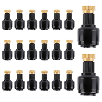 Kalolary 20Pcs copper atomizing nozzle detail shows fine mist for even watering.