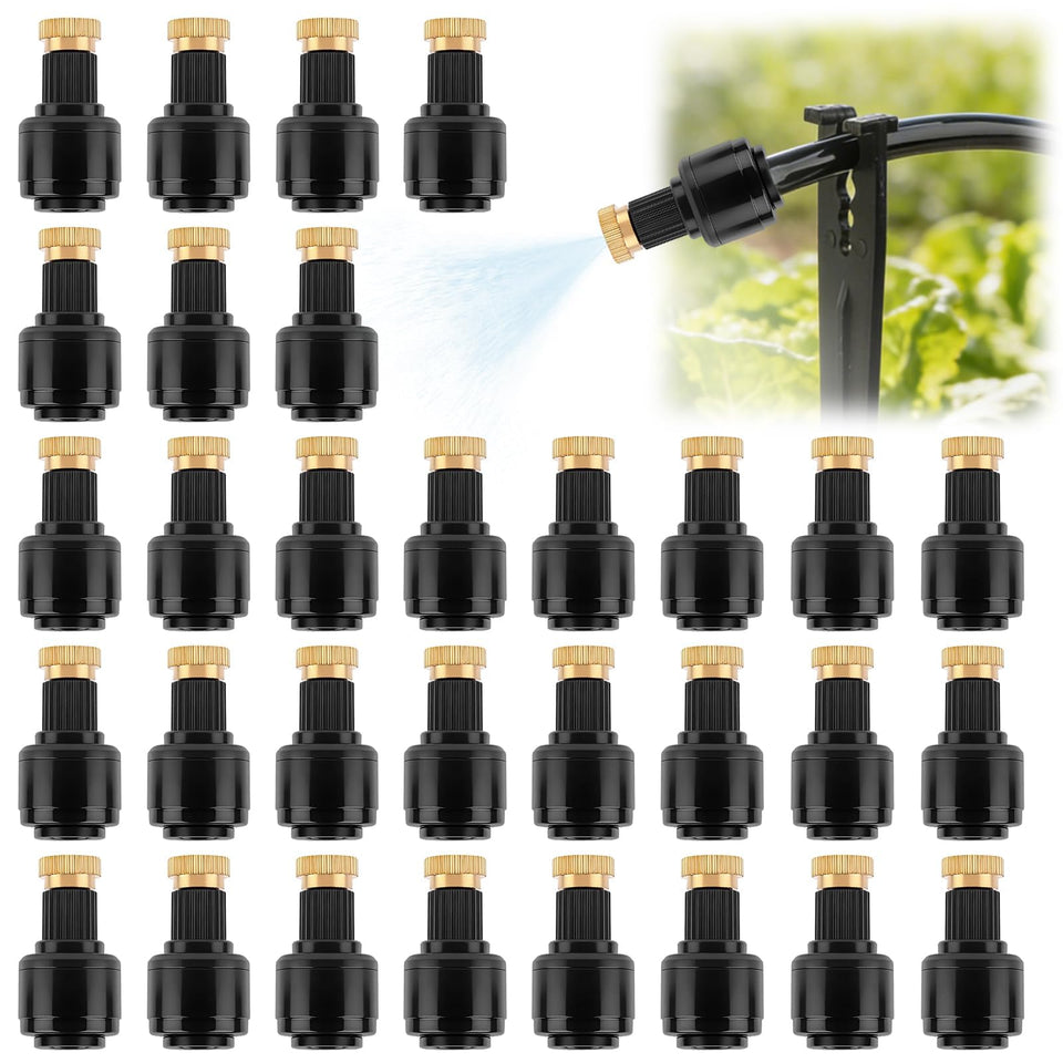 Kalolary brass misting nozzle with quick-connect for efficient irrigation.