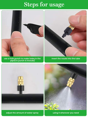 Kalolary adjustable flow control nozzle demonstrating precise watering in a garden.