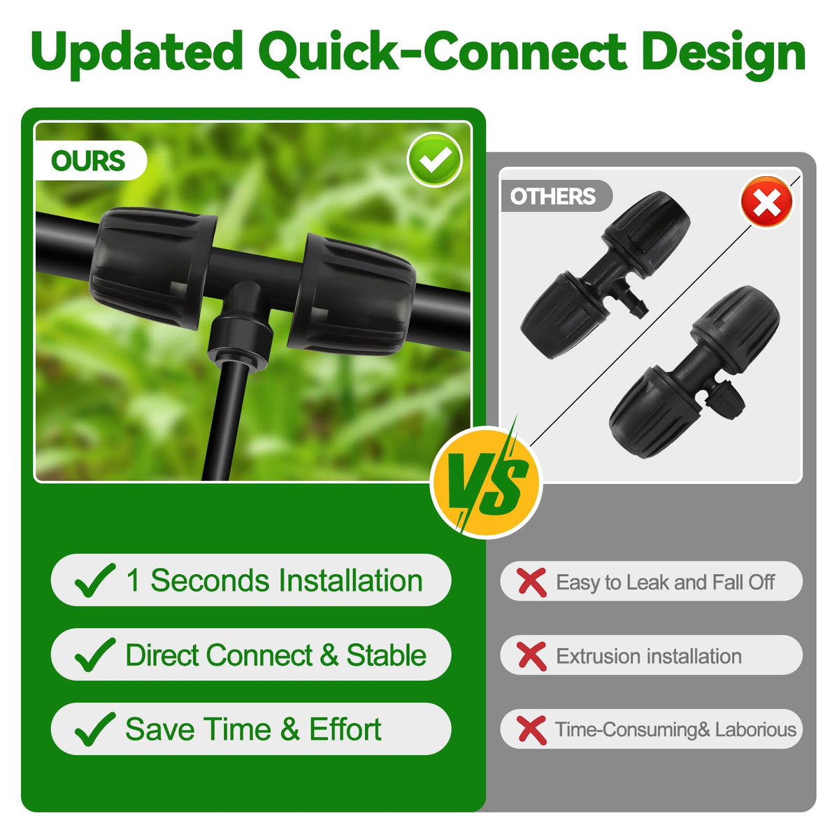 Kalolary barbed tee connection provides a secure, leak-free irrigation joint.
