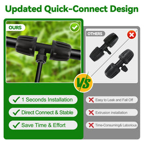 Kalolary barbed tee connection provides a secure, leak-free irrigation joint.