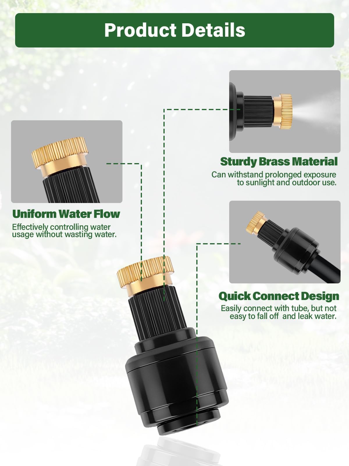 Kalolary brass irrigation nozzle in garden spraying even moisture.