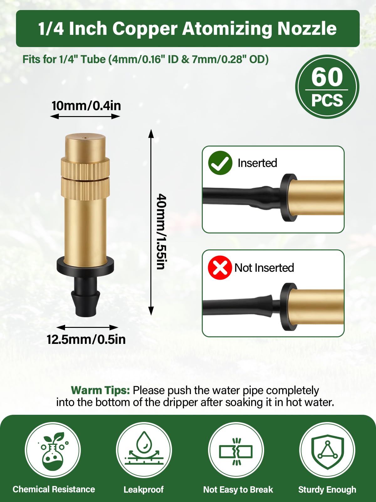 Kalolary brass misting nozzle close-up for garden spraying