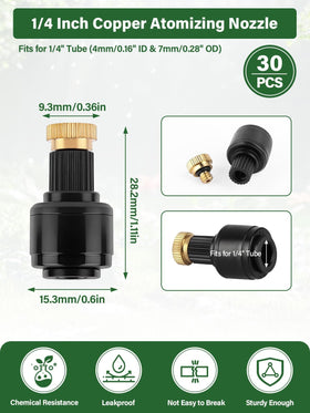 Kalolary copper atomizing nozzle tip demonstrating easy push-to-fit connection.