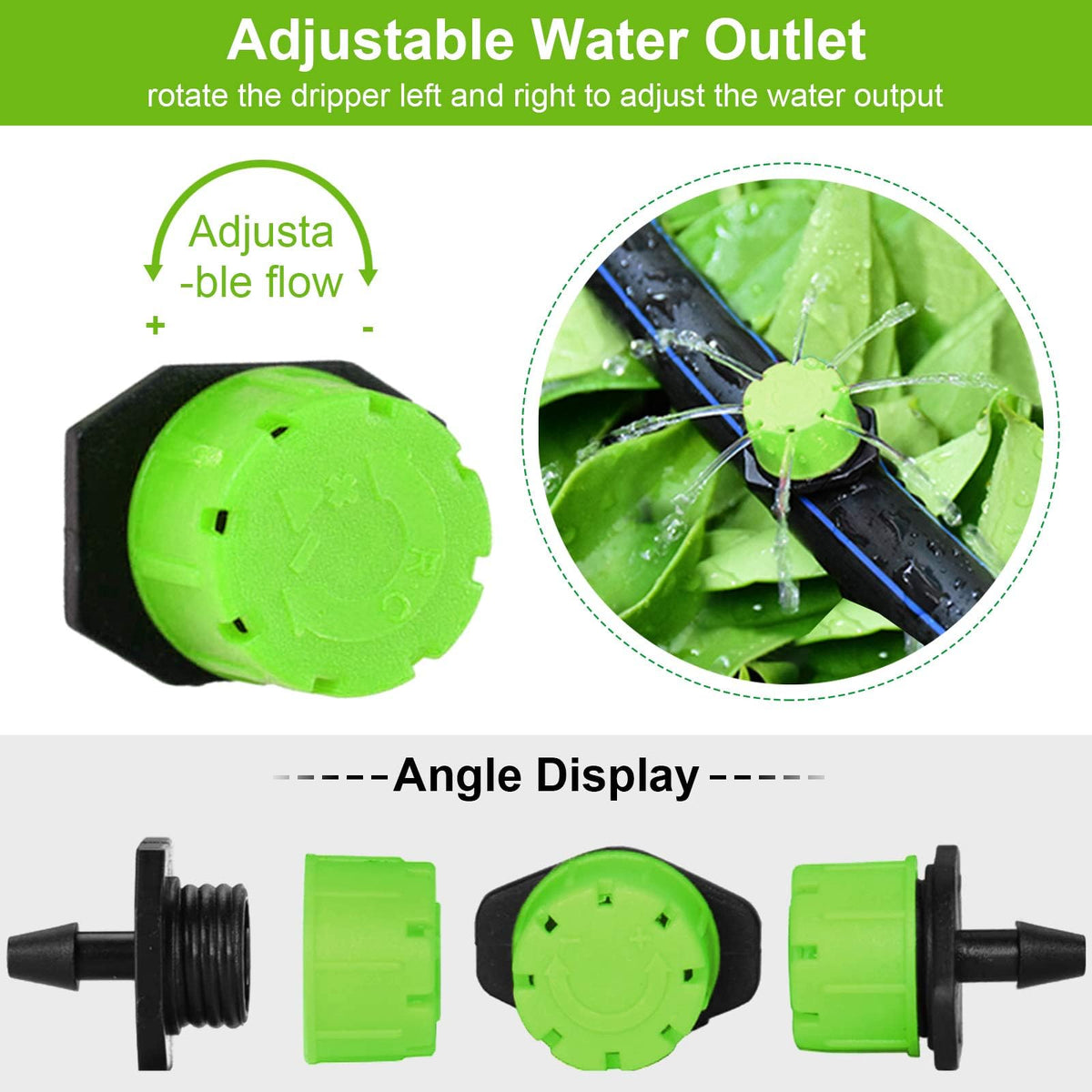 Kalolary dripper showing adjustable flow control for customized irrigation
