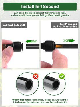 Kalolary misting nozzle attached to tubing enabling flexible cooling.