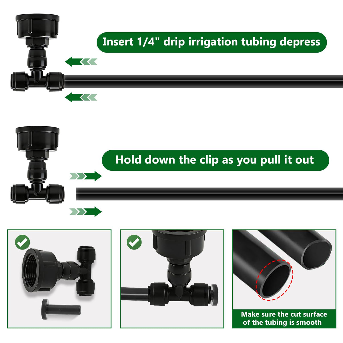 Kalolary push-to-fit tubing connection on faucet enables quick changes.