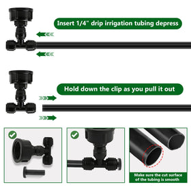 Kalolary push-to-fit tubing connection on faucet enables quick changes.