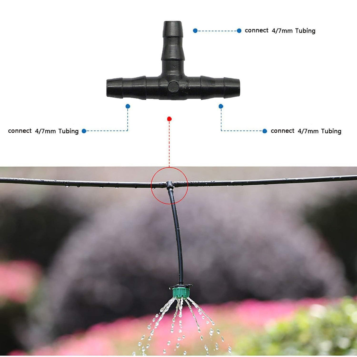 Kalolary secure-fit barbed tee connection prevents leaks.