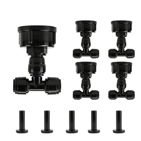 Kalolary three-quarter-to-one-quarter faucet adapter push-to-fit for tool-free setup.