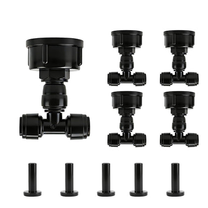 Kalolary three-quarter-to-one-quarter faucet adapter push-to-fit for tool-free setup.