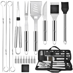 Kaluns 20-piece grill set in storage case for easy transport.