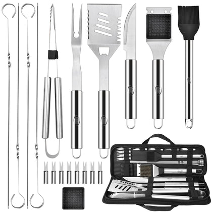 Kaluns 20-piece grill set in storage case for easy transport.