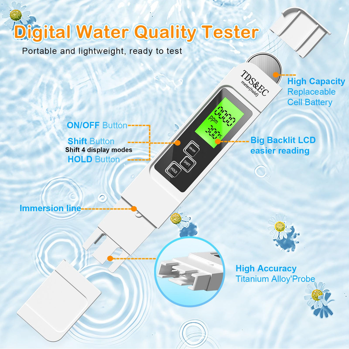 KALWNIA TDS-EC-Temp probe immersion for on-site testing