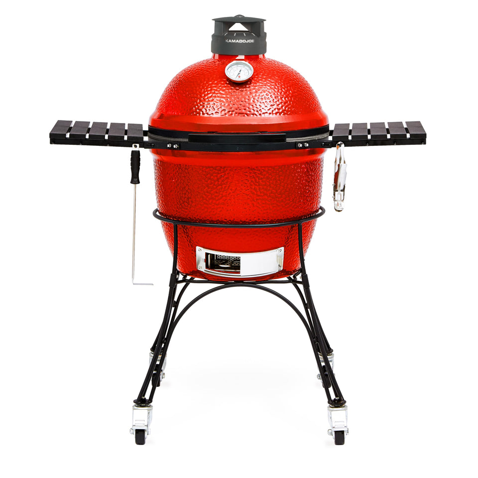 Kamado Joe Classic II shell close-up highlights thick-walled construction for smoke retention