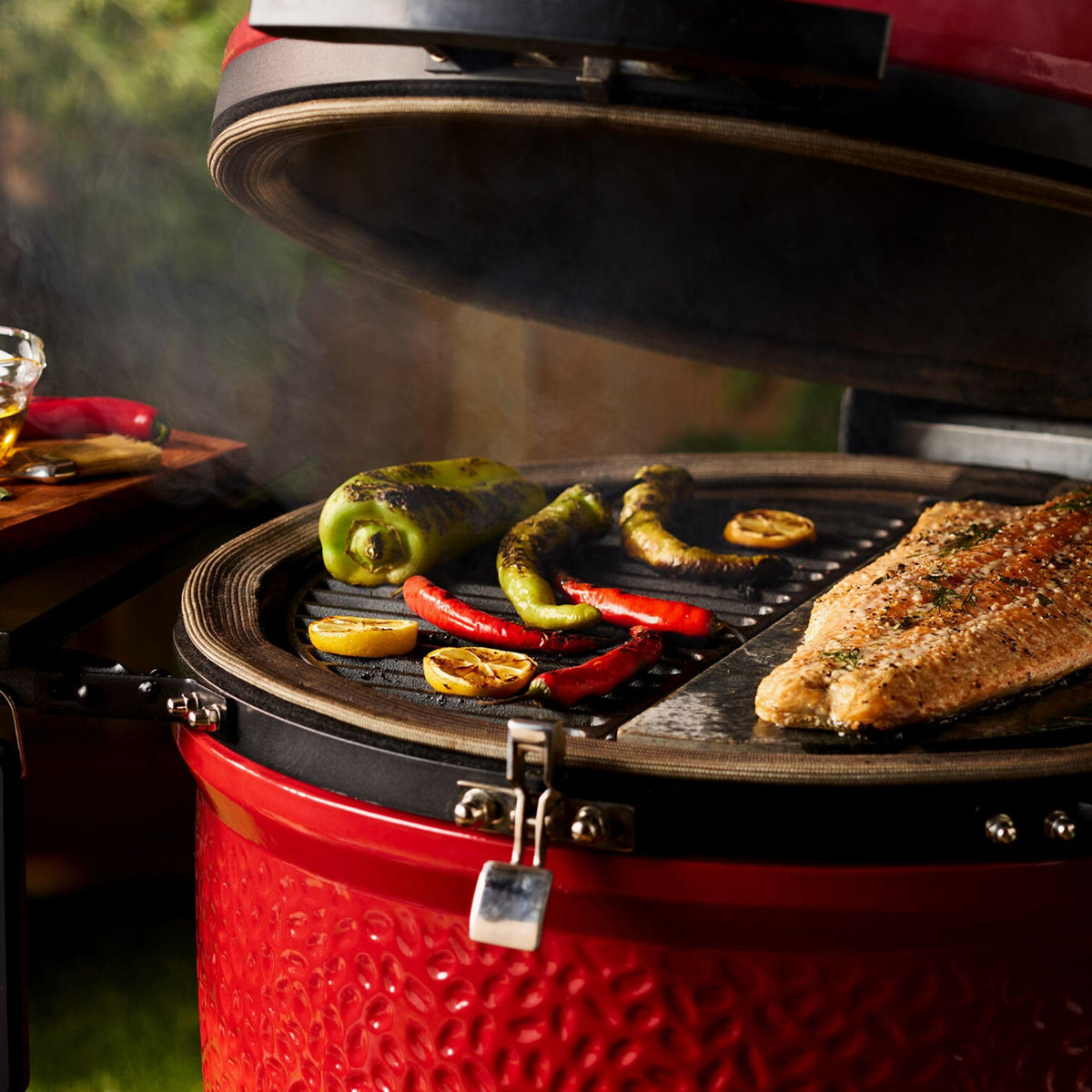 Kamado Joe durable cast-iron texture promises reliable performance over long grilling sessions.