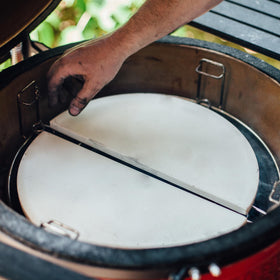 Kamado Joe half-moon heat deflector two-pack enables even heat.