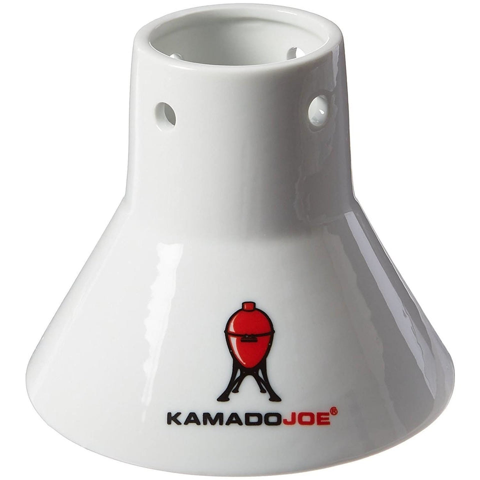 Kamado Joe chicken stand with beer insert for juicy roasting.
