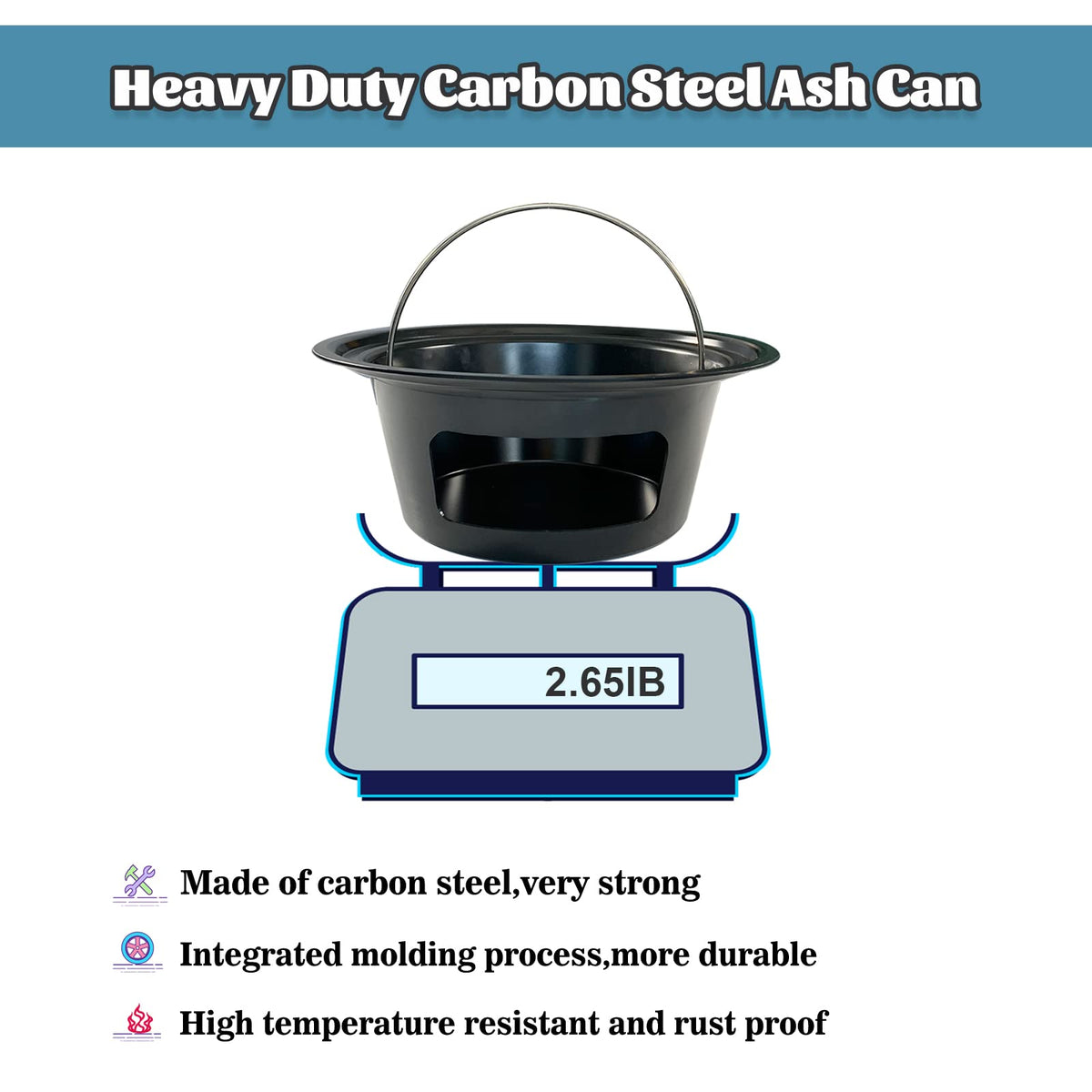 KAMaster ash can resists rust and stays secure during grilling.