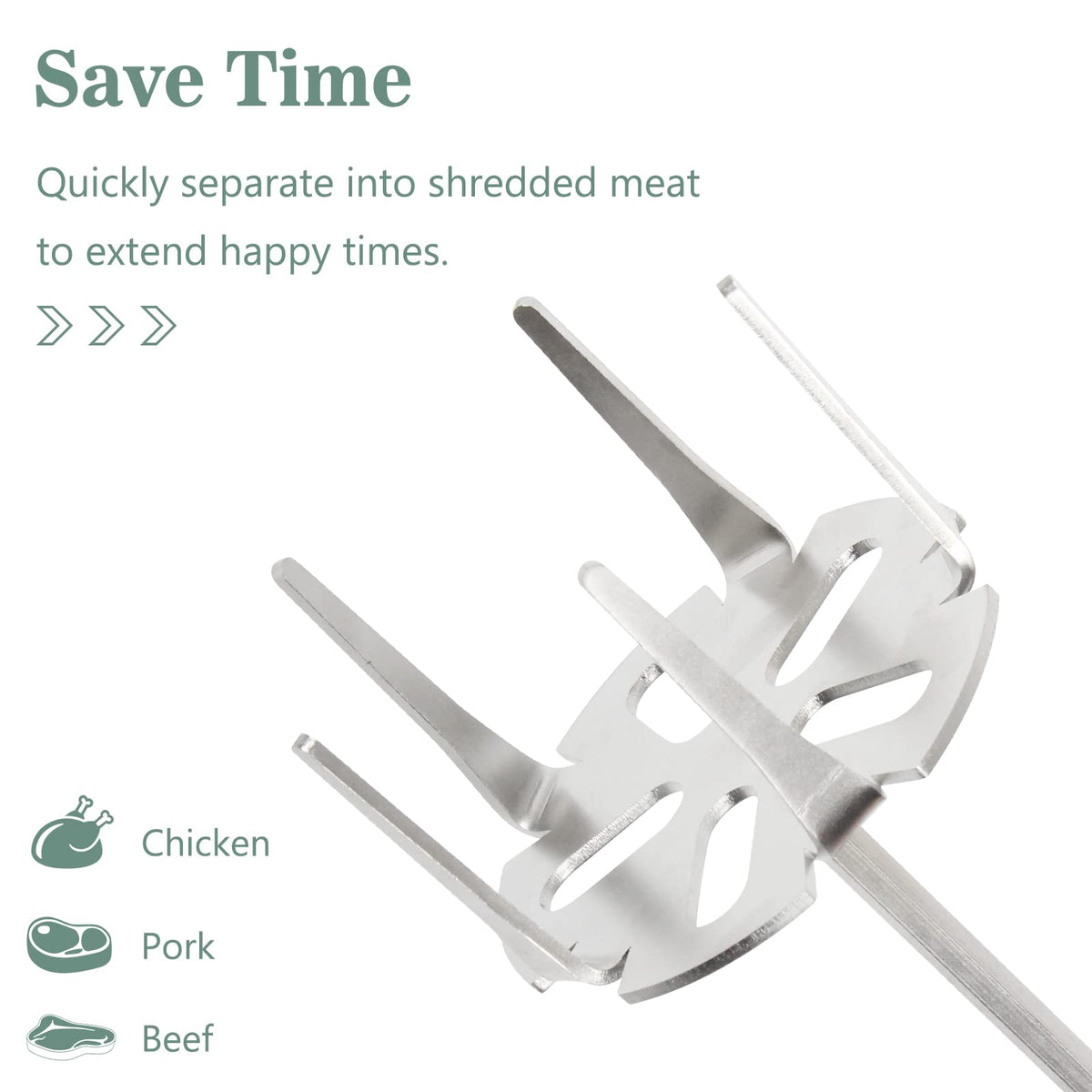 KAMaster 3-inch shredder handling beef and chicken into strips