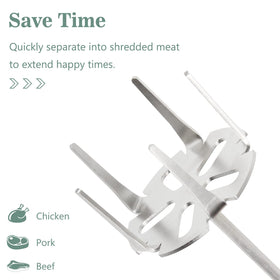 KAMaster 3-inch shredder handling beef and chicken into strips