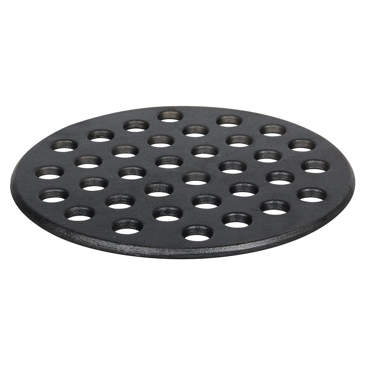 Kamaster smooth-surface fire grate reduces ash clogs during cooking.
