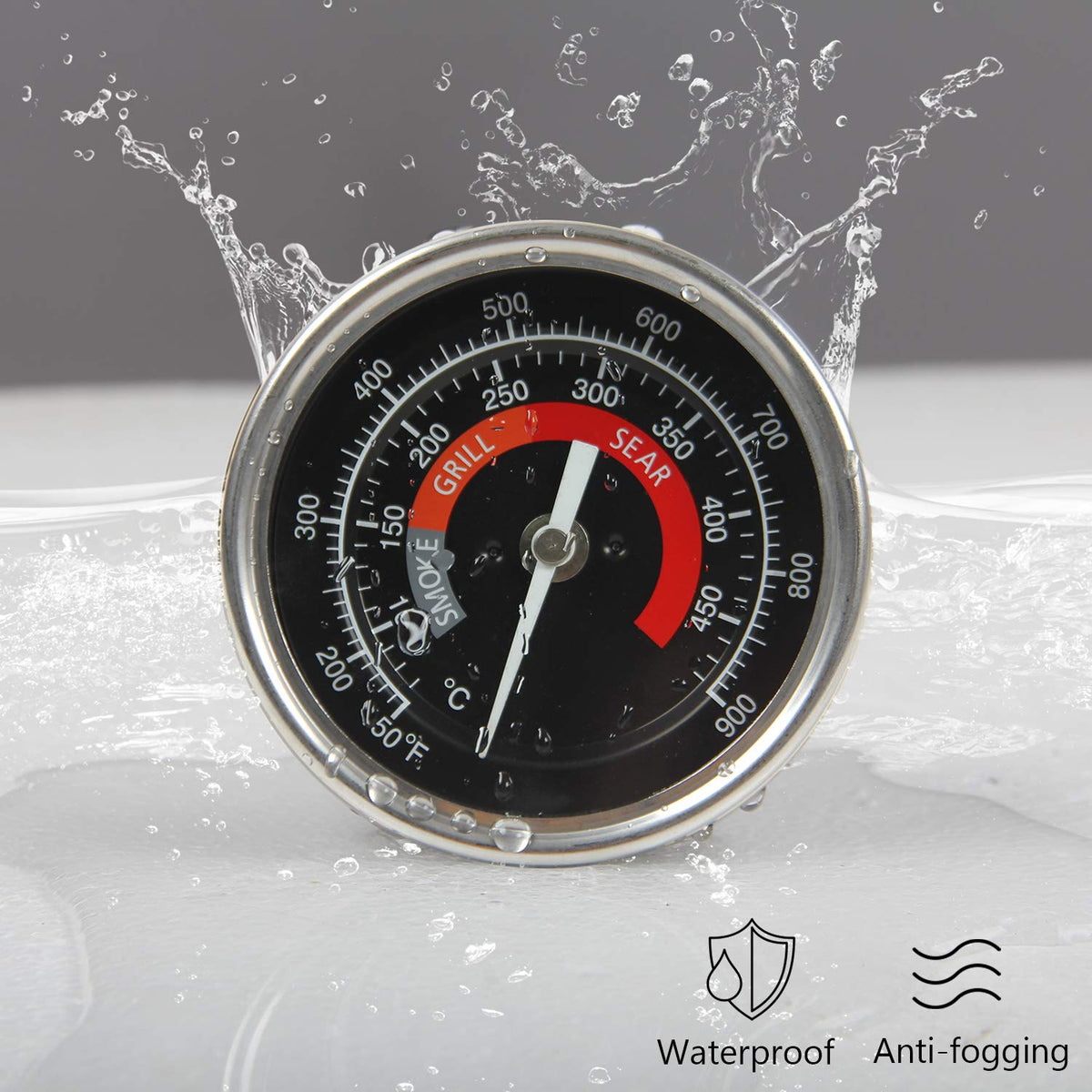 KAMaster gauge with waterproof no-fog glass lens for clear readings in heat.