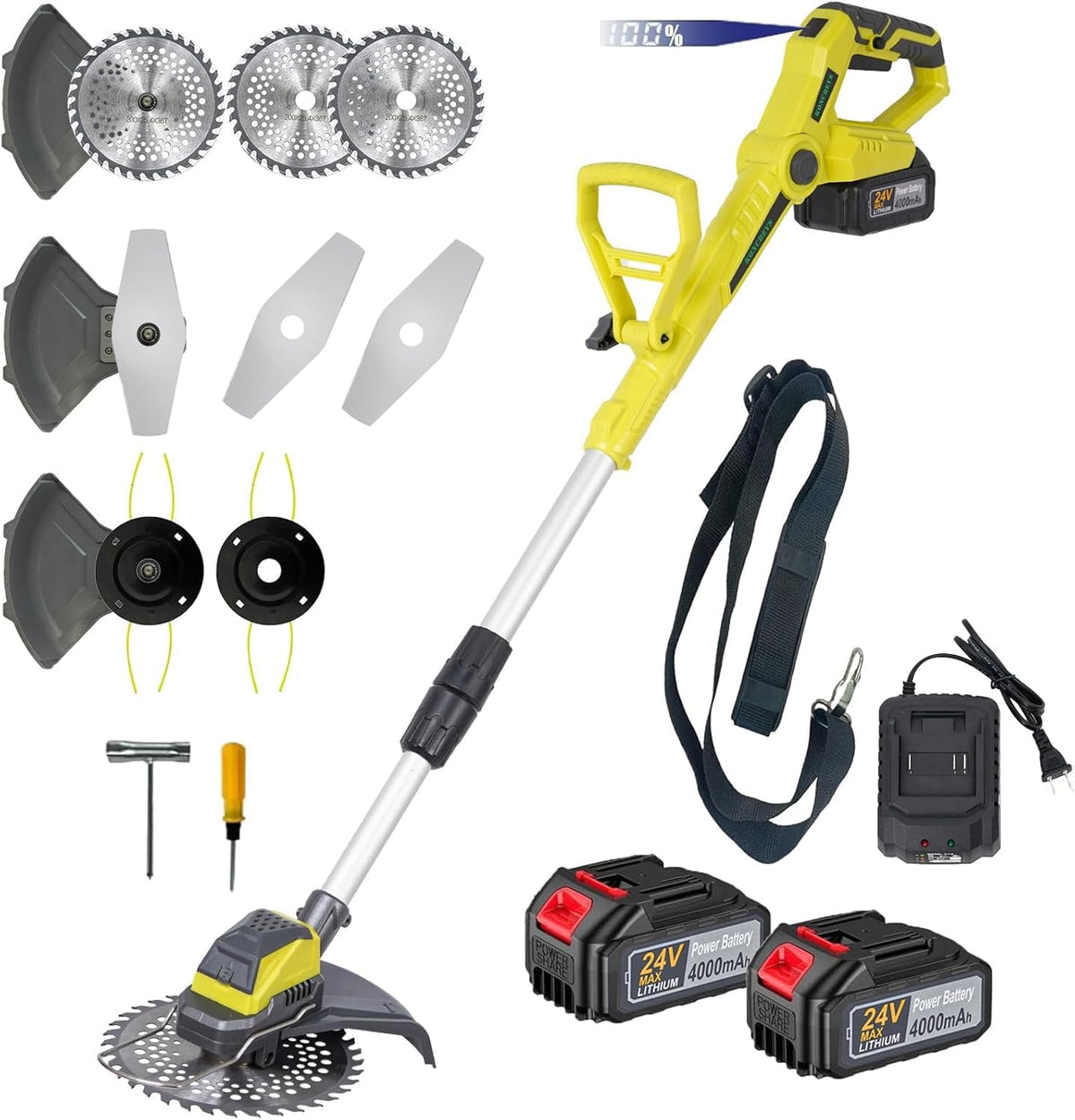 KAMIERTE Electric Weed Wacker battery pack view showing extended runtime