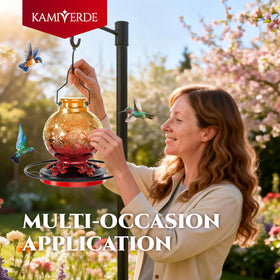 KAMIVERDE orange garden decor feeder adds charm to outdoor spaces while feeding birds.